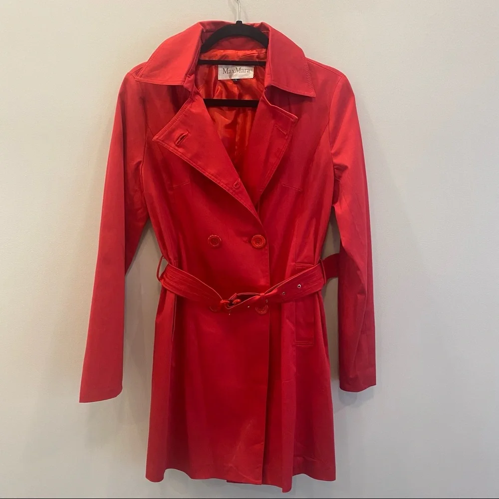 Max Mara Red Trench Coat size small - Picture 2 of 12